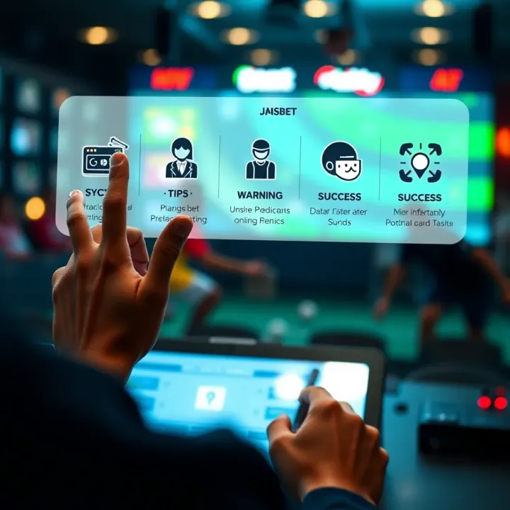 Illustration of a strategic plan with icons representing tips, warnings, and success symbols for online betting