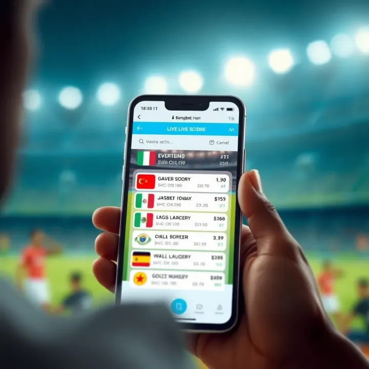 Real-time match updates and live score notifications for multiple sports events visible on a mobile device