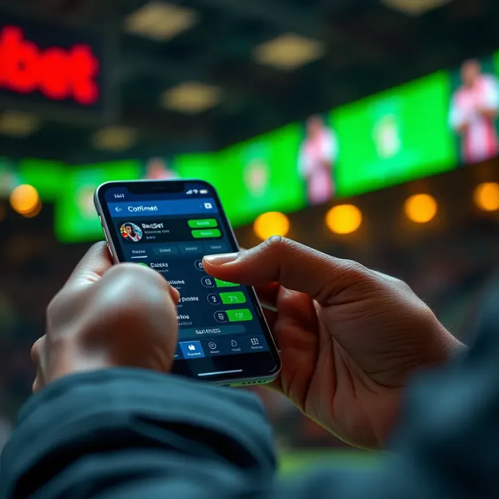 User placing a bet through a mobile app with visible betting options and confirmation