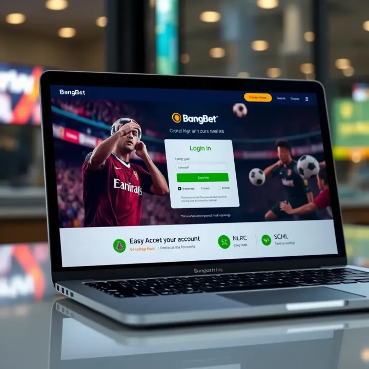 Secure login interface of BangBet website displayed on a modern laptop