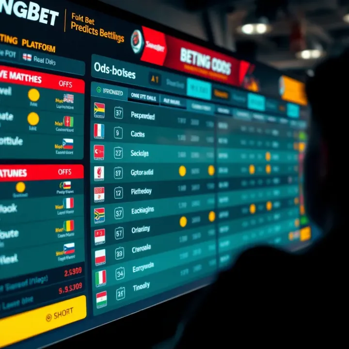 Illustration of a digital betting interface highlighting upcoming matches and odds
