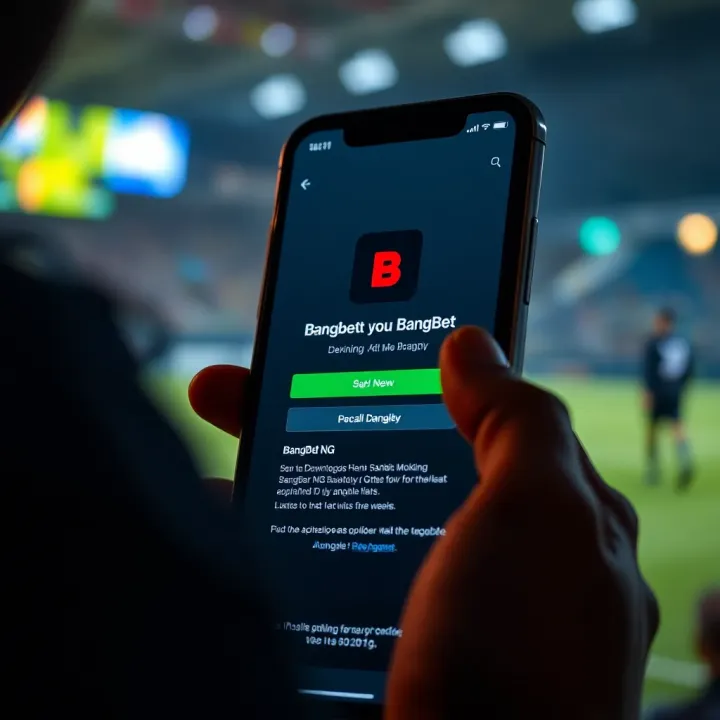 Android smartphone displaying the BangBet NG app installation interface