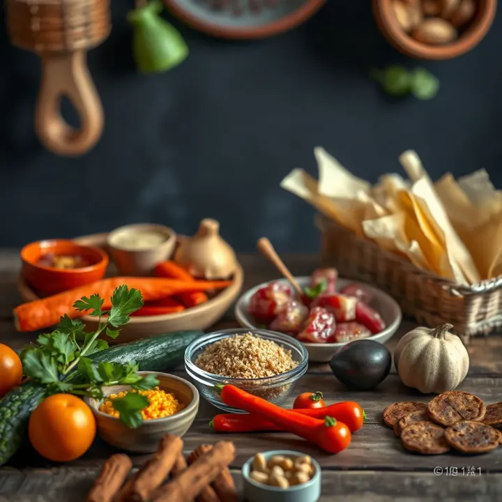 A vibrant spread showcasing Super Yummy Bangbet with fresh ingredients on a rustic wooden table