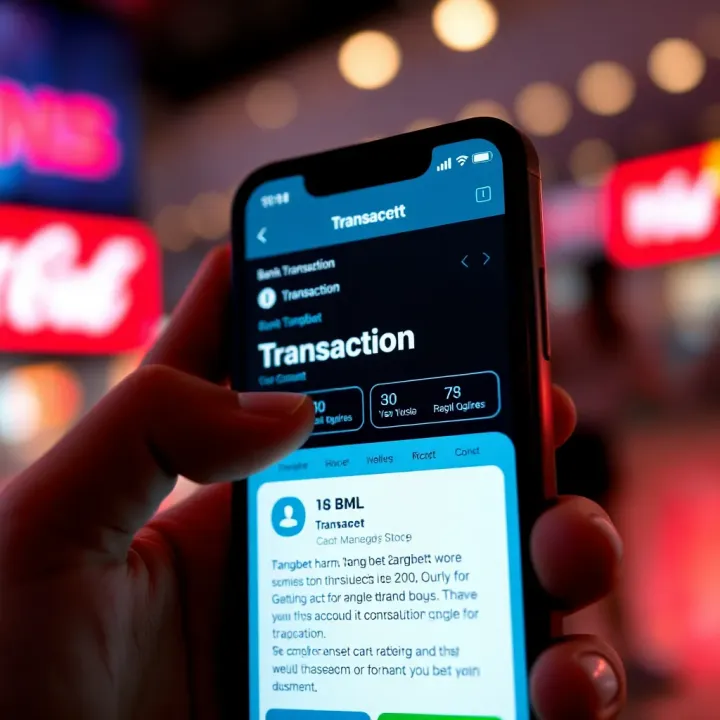 Bank transaction confirmation on mobile screen