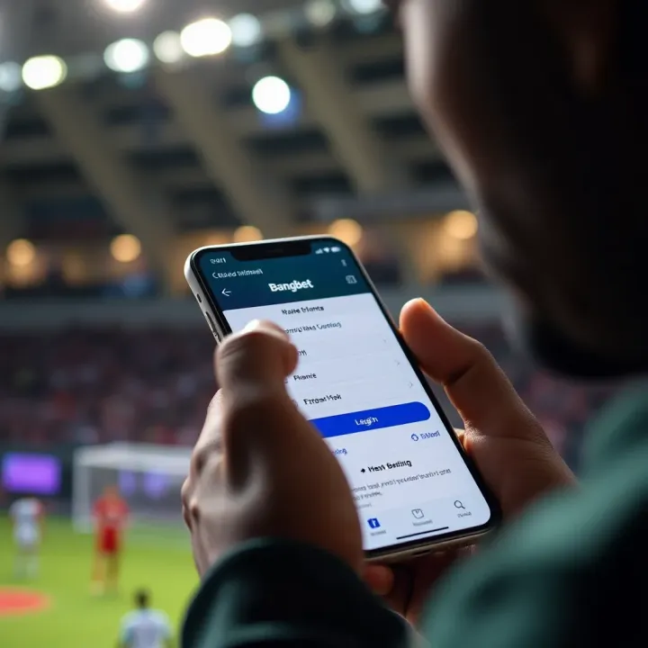 User logging into BangBet platform on a smartphone