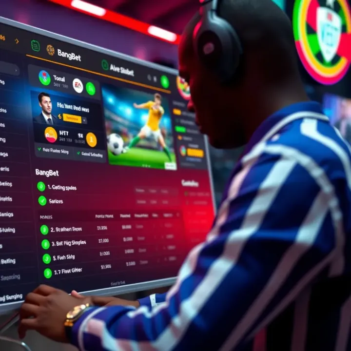 Dashboard showing various sports betting options on BangBet