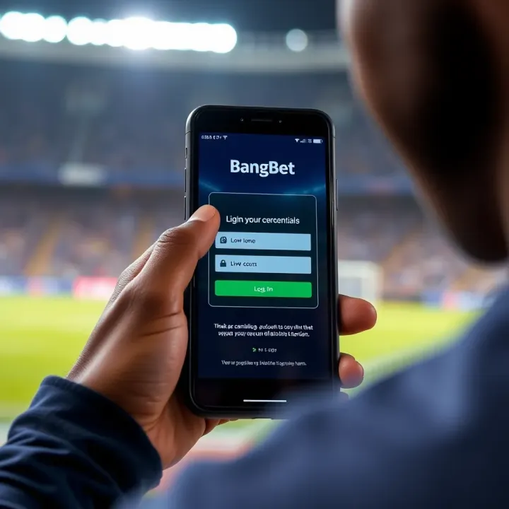 User entering login credentials on BangBet platform on a mobile device