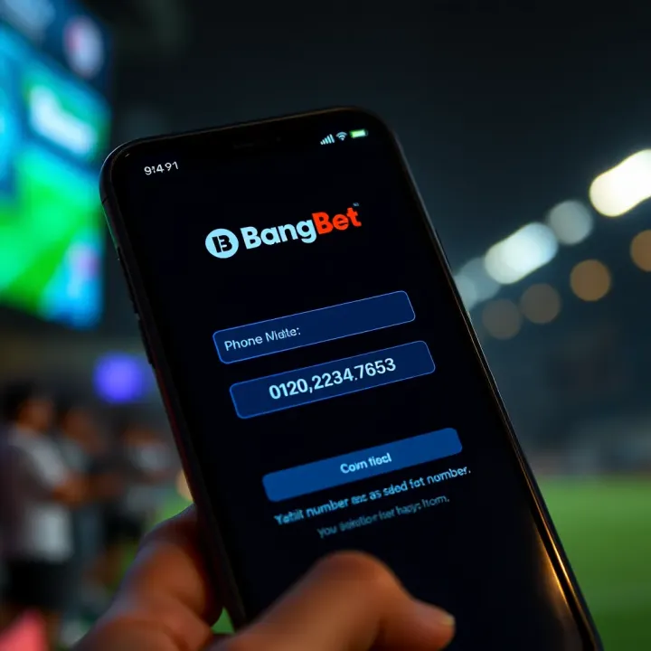 Mobile phone displaying BangBet login screen with phone number input field