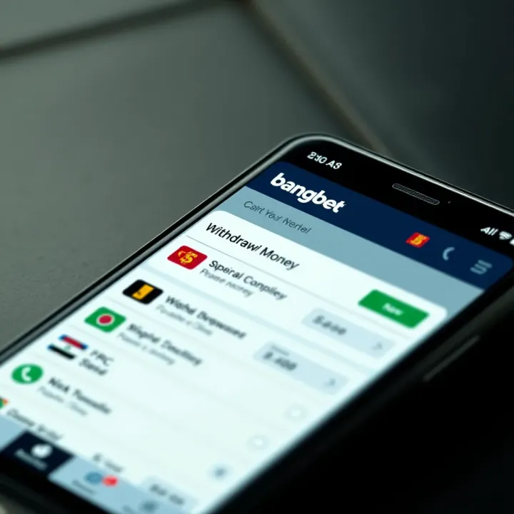 Mobile phone screen showing Bangbet app with withdrawal options