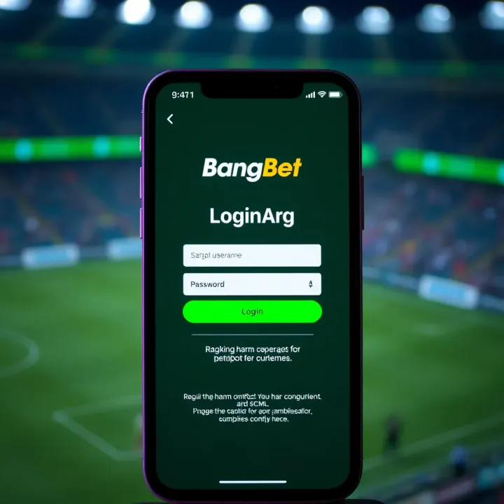 BangBet Nigeria App Login Interface Display User interface showing login screen of BangBet Nigeria app with username and password fields