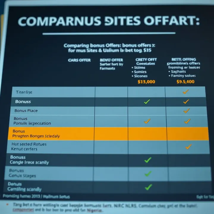 Comparison chart highlighting different bonus offers available on Nigerian betting platforms