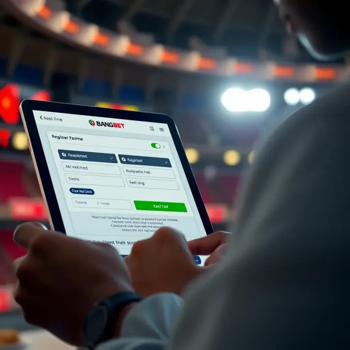 Completing the BangBet Account Registration Form in Nigeria User filling out an online registration form on a digital device