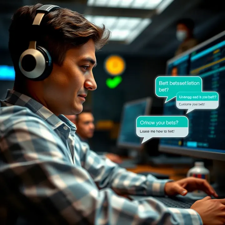 Customer support interaction with chat bubbles indicating assistance for unsettled bets