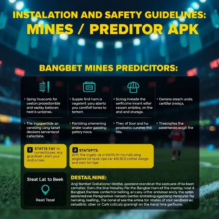Visual guide illustrating installation steps and security precautions for Bangbet Mines Predictor APK