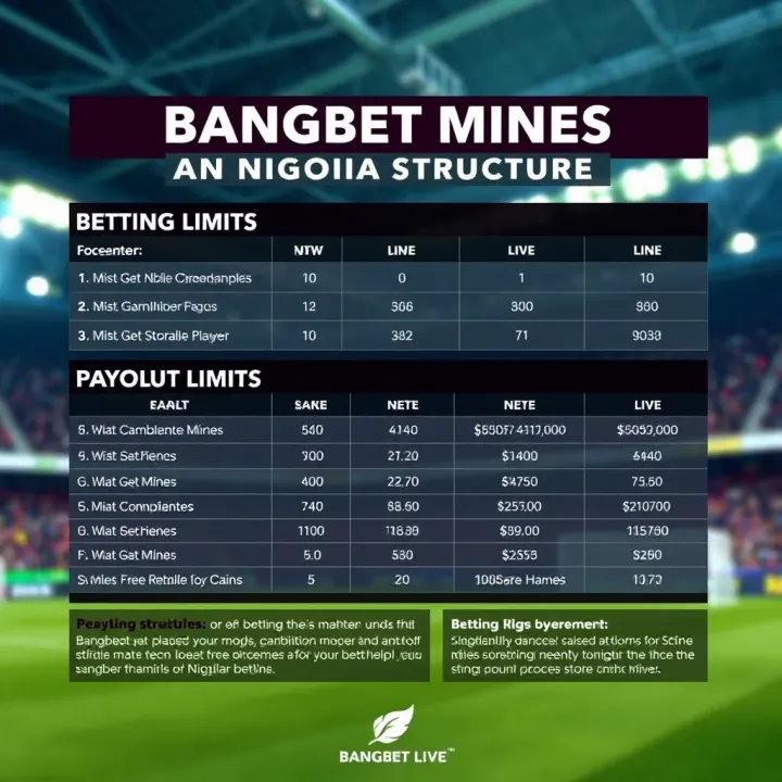 Graphic showing betting limits and payout structure for Bangbet Mines with clear labels and examples relevant to Nigerian players