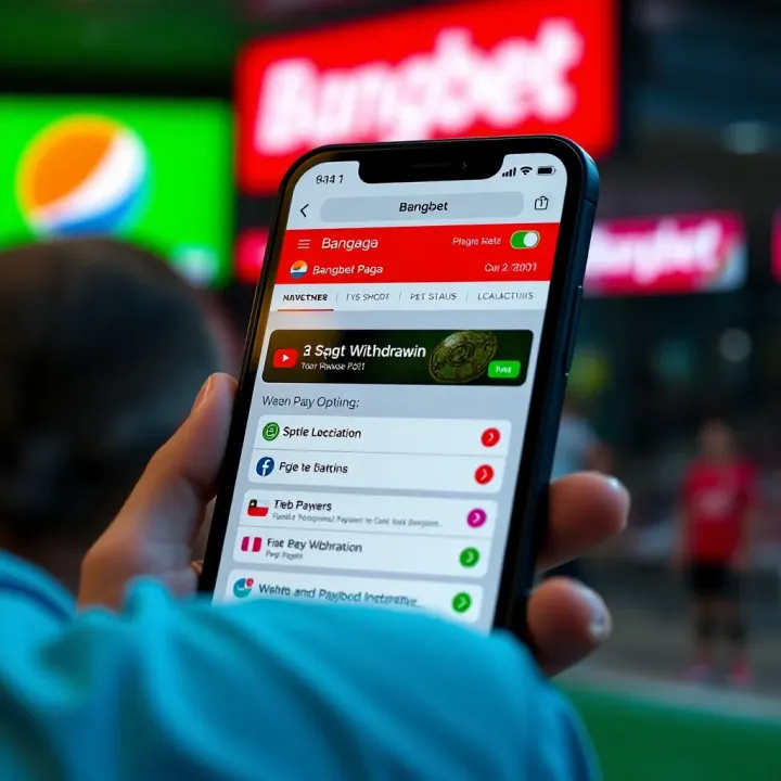 Bangbet Paga Withdrawal Options and Payment Methods Overview Mobile phone displaying Bangbet Paga withdrawal options and payment methods interface