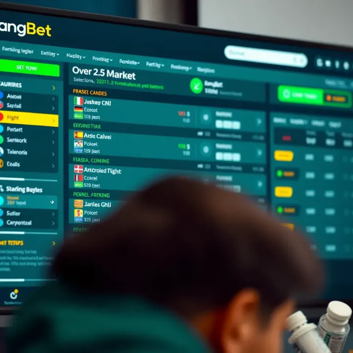 Screenshot of BangBet platform showing over 2.5 betting options and odds for Nigerian sports events